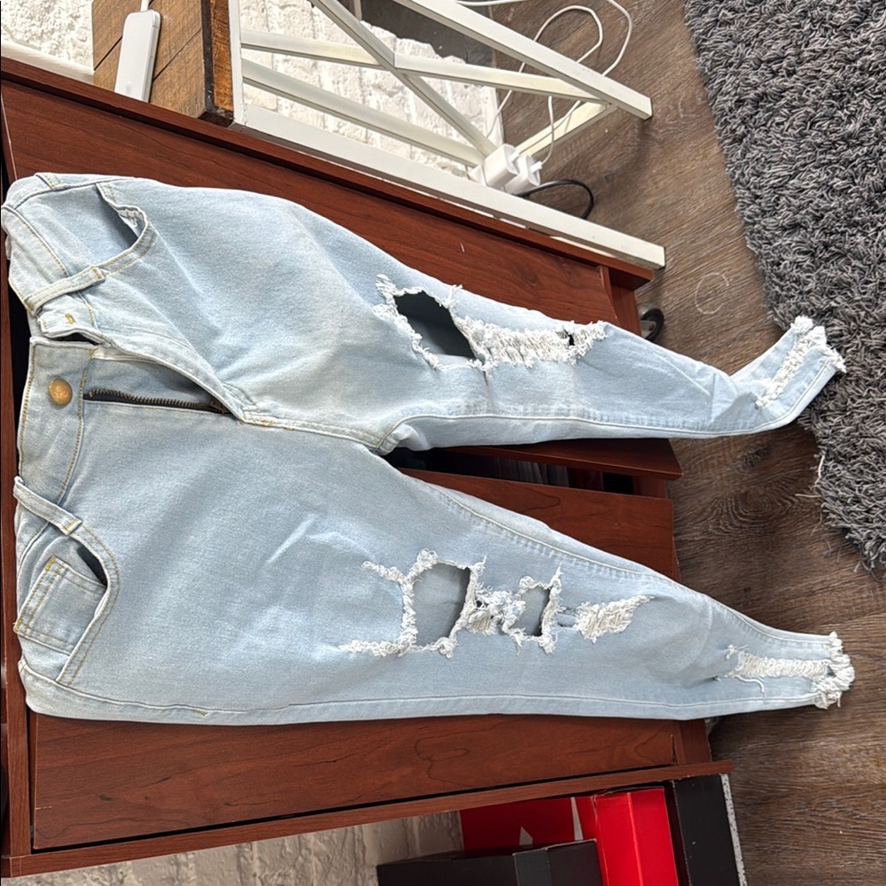 Light Blue Distressed Women's Jeans